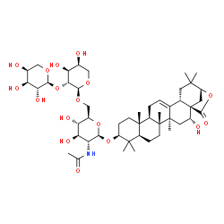 ChemSpider 2D Image | 3-O-[alpha-L-arabinopyranosyl(1->2)-alpha-L-arabinopyranosyl(1->6)]-2-acetamido-2-deoxy-beta-D-glucopyranosyl acacic acid lactone | C48H75NO17