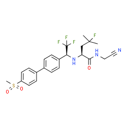 ChemSpider 2D Image | N-(Cyanomethyl)-4-fluoro-N~2~-{(1S)-2,2,2-trifluoro-1-[4'-(methylsulfonyl)-4-biphenylyl]ethyl}-L-leucinamide | C23H25F4N3O3S