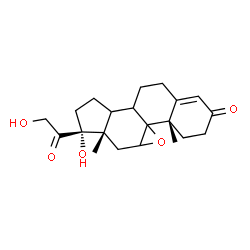ChemSpider 2D Image | (8xi,9xi,14xi)-17,21-Dihydroxy-9,11-epoxypregn-4-ene-3,20-dione | C21H28O5