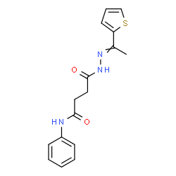 ChemSpider 2D Image | 4-Oxo-N-phenyl-4-{2-[1-(2-thienyl)ethylidene]hydrazino}butanamide | C16H17N3O2S