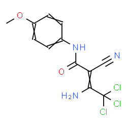 ChemSpider 2D Image | 3-Amino-4,4,4-trichloro-2-cyano-N-(4-methoxyphenyl)-2-butenamide | C12H10Cl3N3O2