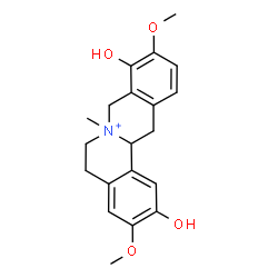 ChemSpider 2D Image | 2,9-Dihydroxy-3,10-dimethoxy-7-methyl-5,8,13,13a-tetrahydro-6H-isoquinolino[3,2-a]isoquinolinium | C20H24NO4