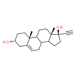 ChemSpider 2D Image | (3alpha,8xi,9xi,14xi,17alpha)-Pregn-5-en-20-yne-3,17-diol | C21H30O2