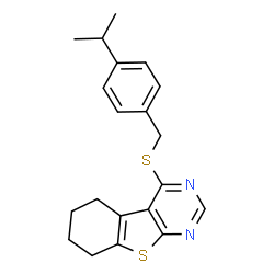 ChemSpider 2D Image | 4-[(4-Isopropylbenzyl)sulfanyl]-5,6,7,8-tetrahydro[1]benzothieno[2,3-d]pyrimidine | C20H22N2S2