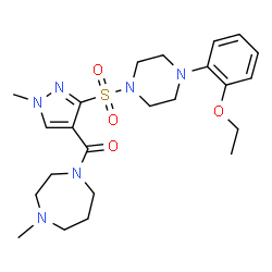 ChemSpider 2D Image | (3-{[4-(2-Ethoxyphenyl)-1-piperazinyl]sulfonyl}-1-methyl-1H-pyrazol-4-yl)(4-methyl-1,4-diazepan-1-yl)methanone | C23H34N6O4S