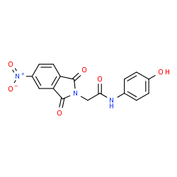 ChemSpider 2D Image | N-(4-Hydroxyphenyl)-2-(5-nitro-1,3-dioxo-1,3-dihydro-2H-isoindol-2-yl)acetamide | C16H11N3O6