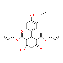 ChemSpider 2D Image | Diallyl 2-(3-ethoxy-4-hydroxyphenyl)-4-hydroxy-4-methyl-6-oxo-1,3-cyclohexanedicarboxylate | C23H28O8