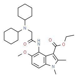 ChemSpider 2D Image | Ethyl 4-[(N,N-dicyclohexylglycyl)amino]-5-methoxy-1,2-dimethyl-1H-indole-3-carboxylate | C28H41N3O4