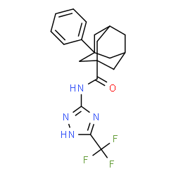 ChemSpider 2D Image | 3-Phenyl-N-[5-(trifluoromethyl)-1H-1,2,4-triazol-3-yl]-1-adamantanecarboxamide | C20H21F3N4O