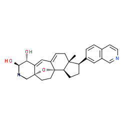 ChemSpider 2D Image | (1R,2R,3S,5R,8beta,17beta)-3-(Dimethylamino)-17-(7-isoquinolinyl)-5,8-epoxy-9,19-cyclo-9,10-secoandrosta-9(11),10-diene-1,2-diol | C30H36N2O3