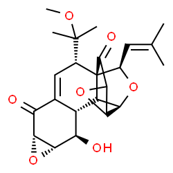 ChemSpider 2D Image | (1S,2S,6S,8S,9R,10S,12R,13S,17R)-9-Hydroxy-2-(2-methoxy-2-propanyl)-17-(2-methyl-1-propen-1-yl)-7,14,18-trioxahexacyclo[10.4.2.0~1,11~.0~4,10~.0~6,8~.0~13,15~]octadec-3-ene-5,16-dione | C23H28O7