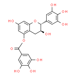 ChemSpider 2D Image | (2R,3S)-3,7-Dihydroxy-2-(3,4,5-trihydroxyphenyl)-3,4-dihydro-2H-chromen-5-yl 3,4,5-trihydroxybenzoate | C22H18O11
