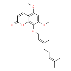 ChemSpider 2D Image | 8-{[(2E)-3,7-Dimethyl-2,6-octadien-1-yl]oxy}-5,7-dimethoxy-2H-chromen-2-one | C21H26O5