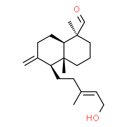 ChemSpider 2D Image | (1S,4aR,5S,8aR)-5-[(3E)-5-Hydroxy-3-methyl-3-penten-1-yl]-1,4a-dimethyl-6-methylenedecahydro-1-naphthalenecarbaldehyde | C20H32O2