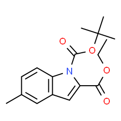 ChemSpider 2D Image | 1-tert-butyl 2-ethyl 5-methyl-1H-indole-1,2-dicarboxylate | C17H21NO4
