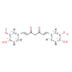 ChemSpider 2D Image | (1E,6E)-1,7-Bis[4-hydroxy-3-methoxy(~13~C_6_)phenyl]-1,6-heptadiene-3,5-dione | C913C12H20O6