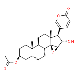 ChemSpider 2D Image | (3beta,5beta,15beta,16alpha)-3-Acetoxy-16-hydroxy-14,15-epoxybufa-20,22-dienolide | C26H34O6