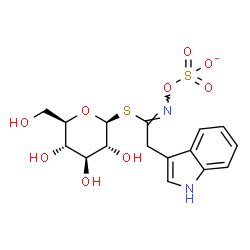 ChemSpider 2D Image | Î²-D-Glucopyranose, 1-thio-, 1-[N-(sulfooxy)-1H-indole-3-ethanimidate], ion(1-) | C16H19N2O9S2