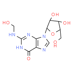 ChemSpider 2D Image | 2-[(Hydroxymethyl)amino]-9-pentofuranosyl-1,9-dihydro-6H-purin-6-one | C11H15N5O6