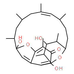 ChemSpider 2D Image | (14Z)-3,9,21-Trihydroxy-5,10,12,14,16,20,22-heptamethyl-23,24-dioxatetracyclo[17.3.1.1~6,9~.0~2,7~]tetracosa-2,5,7,14-tetraen-4-one | C29H42O6