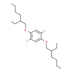 ChemSpider 2D Image | 1,4-Bis[(2-ethylhexyl)oxy]-2,5-diiodobenzene | C22H36I2O2
