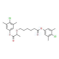 ChemSpider 2D Image | 4-Chloro-3,5-dimethylphenyl 6-{[1-(4-chloro-3,5-dimethylphenoxy)-1-oxo-2-propanyl]oxy}hexanoate | C25H30Cl2O5