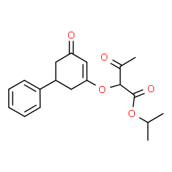 ChemSpider 2D Image | Isopropyl 3-oxo-2-[(3-oxo-5-phenyl-1-cyclohexen-1-yl)oxy]butanoate | C19H22O5