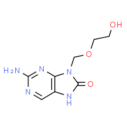 ChemSpider 2D Image | 2-Amino-9-((2-hydroxyethoxy)methyl)-7H-purin-8(9H)-one | C8H11N5O3