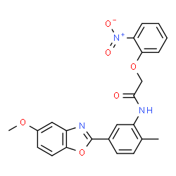 ChemSpider 2D Image | N-[5-(5-Methoxy-1,3-benzoxazol-2-yl)-2-methylphenyl]-2-(2-nitrophenoxy)acetamide | C23H19N3O6