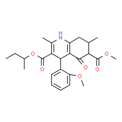 ChemSpider 2D Image | 3-sec-Butyl 6-methyl 4-(2-methoxyphenyl)-2,7-dimethyl-5-oxo-1,4,5,6,7,8-hexahydro-3,6-quinolinedicarboxylate | C25H31NO6
