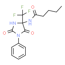 ChemSpider 2D Image | N-[2,5-Dioxo-1-phenyl-4-(trifluoromethyl)-4-imidazolidinyl]pentanamide | C15H16F3N3O3