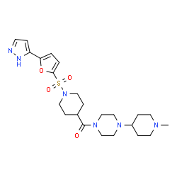 ChemSpider 2D Image | [4-(1-Methyl-4-piperidinyl)-1-piperazinyl](1-{[5-(1H-pyrazol-5-yl)-2-furyl]sulfonyl}-4-piperidinyl)methanone | C23H34N6O4S