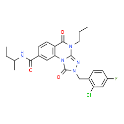 ChemSpider 2D Image | N-sec-Butyl-2-(2-chloro-4-fluorobenzyl)-1,5-dioxo-4-propyl-1,2,4,5-tetrahydro[1,2,4]triazolo[4,3-a]quinazoline-8-carboxamide | C24H25ClFN5O3