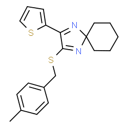 ChemSpider 2D Image | 2-[(4-Methylbenzyl)sulfanyl]-3-(2-thienyl)-1,4-diazaspiro[4.5]deca-1,3-diene | C20H22N2S2