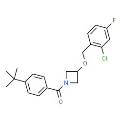 ChemSpider 2D Image | {3-[(2-Chloro-4-fluorobenzyl)oxy]-1-azetidinyl}[4-(2-methyl-2-propanyl)phenyl]methanone | C21H23ClFNO2