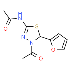 ChemSpider 2D Image | N-[4-Acetyl-5-(2-furyl)-4,5-dihydro-1,3,4-thiadiazol-2-yl]acetamide | C10H11N3O3S
