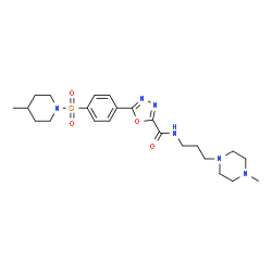 ChemSpider 2D Image | N-[3-(4-Methyl-1-piperazinyl)propyl]-5-{4-[(4-methyl-1-piperidinyl)sulfonyl]phenyl}-1,3,4-oxadiazole-2-carboxamide | C23H34N6O4S