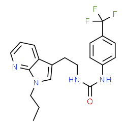 ChemSpider 2D Image | 1-[2-(1-Propyl-1H-pyrrolo[2,3-b]pyridin-3-yl)ethyl]-3-[4-(trifluoromethyl)phenyl]urea | C20H21F3N4O