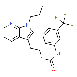 ChemSpider 2D Image | 1-[2-(1-Propyl-1H-pyrrolo[2,3-b]pyridin-3-yl)ethyl]-3-[3-(trifluoromethyl)phenyl]urea | C20H21F3N4O