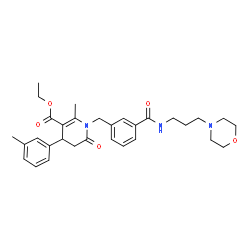 ChemSpider 2D Image | Ethyl 2-methyl-4-(3-methylphenyl)-1-(3-{[3-(4-morpholinyl)propyl]carbamoyl}benzyl)-6-oxo-1,4,5,6-tetrahydro-3-pyridinecarboxylate | C31H39N3O5