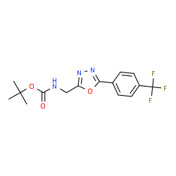 ChemSpider 2D Image | 2-Methyl-2-propanyl ({5-[4-(trifluoromethyl)phenyl]-1,3,4-oxadiazol-2-yl}methyl)carbamate | C15H16F3N3O3