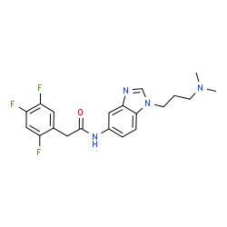 ChemSpider 2D Image | N-{1-[3-(Dimethylamino)propyl]-1H-benzimidazol-5-yl}-2-(2,4,5-trifluorophenyl)acetamide | C20H21F3N4O