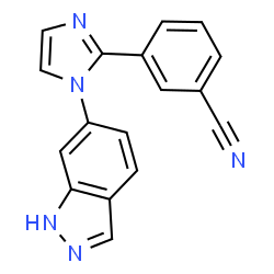 ChemSpider 2D Image | 3-[1-(1H-Indazol-6-yl)-1H-imidazol-2-yl]benzonitrile | C17H11N5