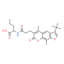 ChemSpider 2D Image | N-{3-[5,9-Dimethyl-3-(2-methyl-2-propanyl)-7-oxo-7H-furo[3,2-g]chromen-6-yl]propanoyl}norvaline | C25H31NO6