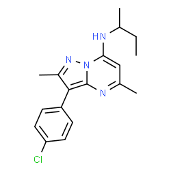 ChemSpider 2D Image | N-sec-Butyl-3-(4-chlorophenyl)-2,5-dimethylpyrazolo[1,5-a]pyrimidin-7-amine | C18H21ClN4