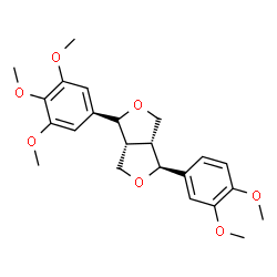 ChemSpider 2D Image | (1S,3aR,4R,6aR)-1-(3,4-Dimethoxyphenyl)-4-(3,4,5-trimethoxyphenyl)tetrahydro-1H,3H-furo[3,4-c]furan | C23H28O7