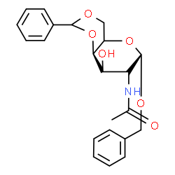 ChemSpider 2D Image | Benzyl (5xi)-2-acetamido-4,6-O-benzylidene-2-deoxy-beta-L-arabino-hexopyranoside | C22H25NO6