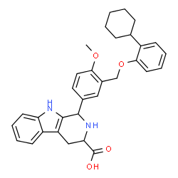 ChemSpider 2D Image | 1-{3-[(2-Cyclohexylphenoxy)methyl]-4-methoxyphenyl}-2,3,4,9-tetrahydro-1H-beta-carboline-3-carboxylic acid | C32H34N2O4
