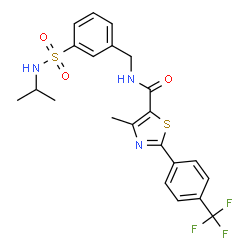 ChemSpider 2D Image | N-[3-(Isopropylsulfamoyl)benzyl]-4-methyl-2-[4-(trifluoromethyl)phenyl]-1,3-thiazole-5-carboxamide | C22H22F3N3O3S2