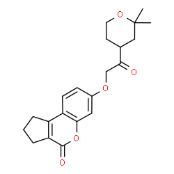 ChemSpider 2D Image | 7-[2-(2,2-Dimethyltetrahydro-2H-pyran-4-yl)-2-oxoethoxy]-2,3-dihydrocyclopenta[c]chromen-4(1H)-one | C21H24O5